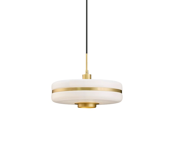 Gold Iron E27 Pendant Light with Glass Shade