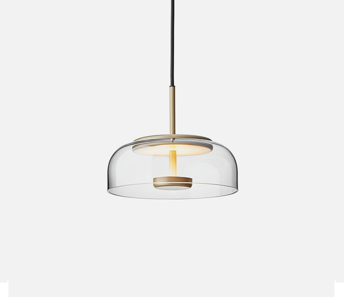 Gold LED Upward Pendant Light with Glass Shade  