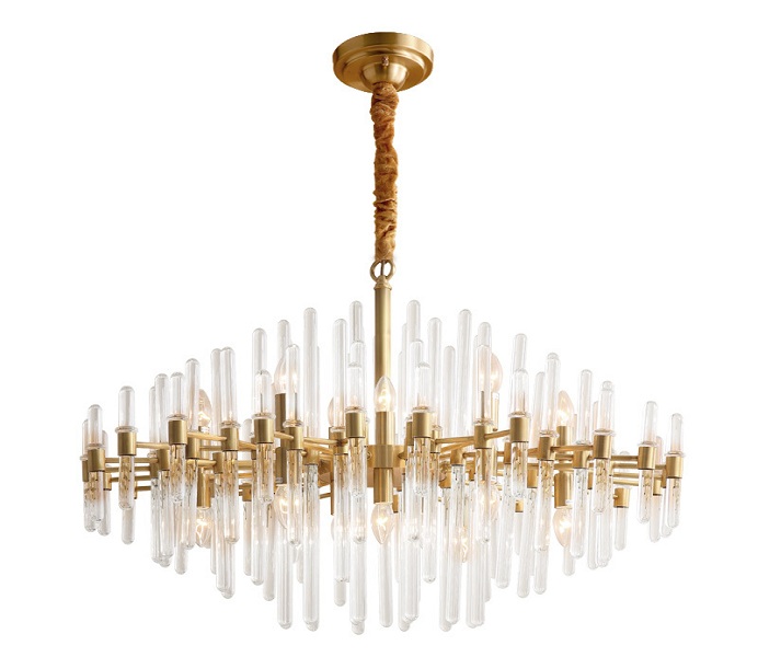 Dia850 Gold Brass Upward and Downward E14 Chandeliers with Tube Glass 