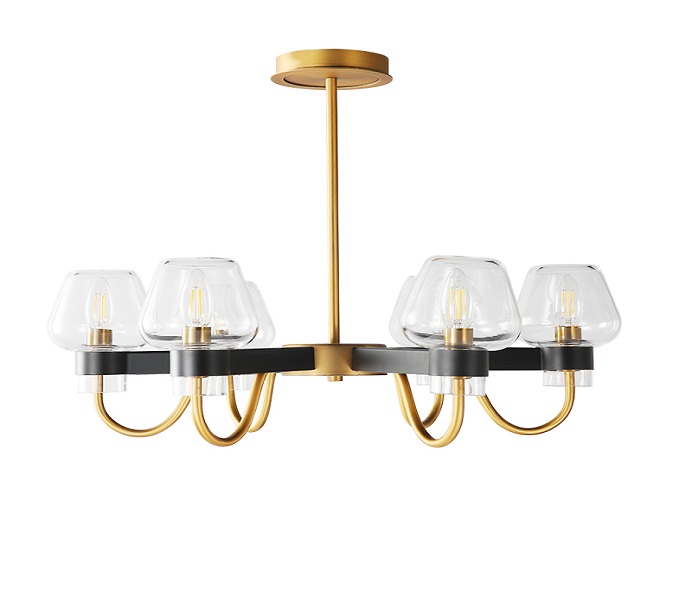 Black and Gold Dia800 8 Lights Chandelier with Glass 