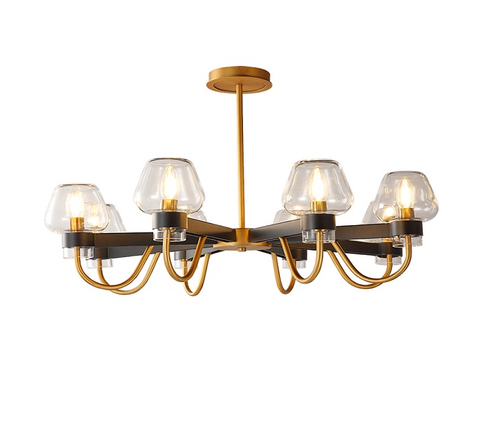 Black and Gold Dia800 8 Lights Chandelier with Glass 