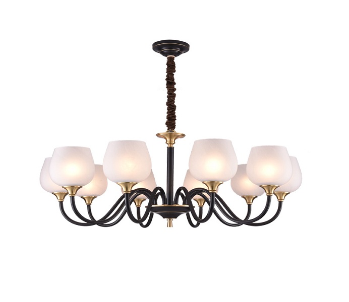 Black 10 Lights Dia900 Brass Chandelier with Glass 
