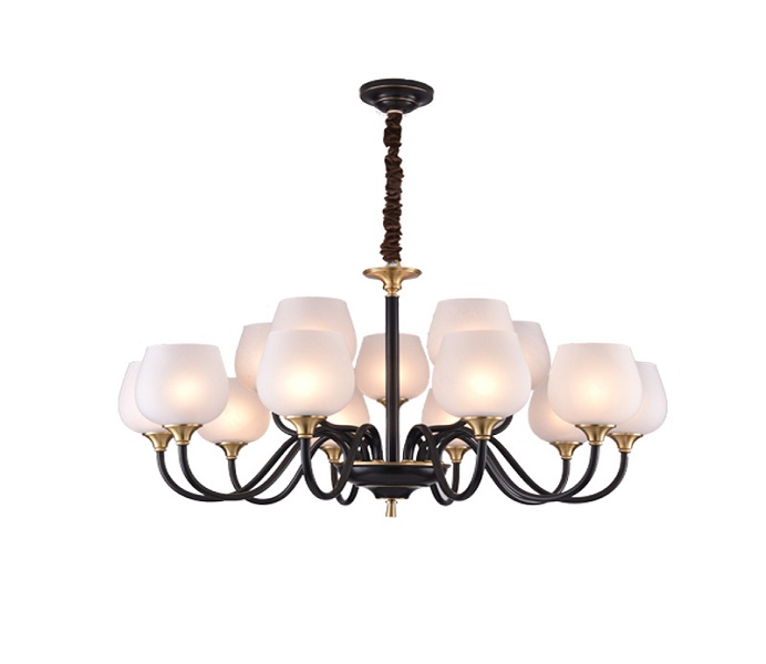 Black 10 Lights Dia900 Brass Chandelier with Glass 