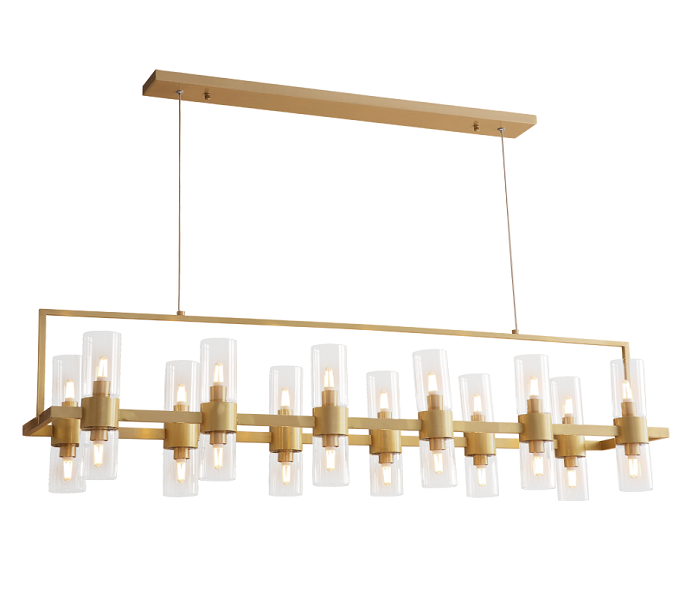 Gold Brass 6 Lights Chandelier with Glass 