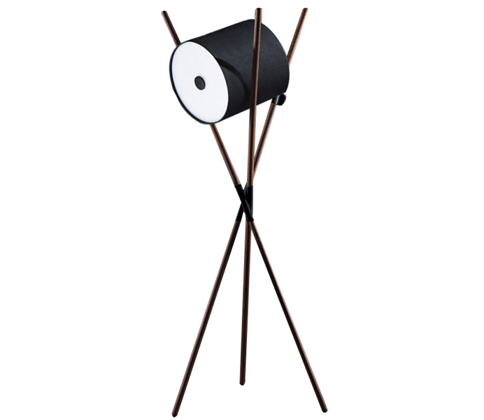 Wood Tripods Floor Lamp with White Acrylic Shade
