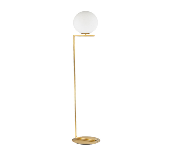 Gold Simple Floor Light with White Glass Shade 