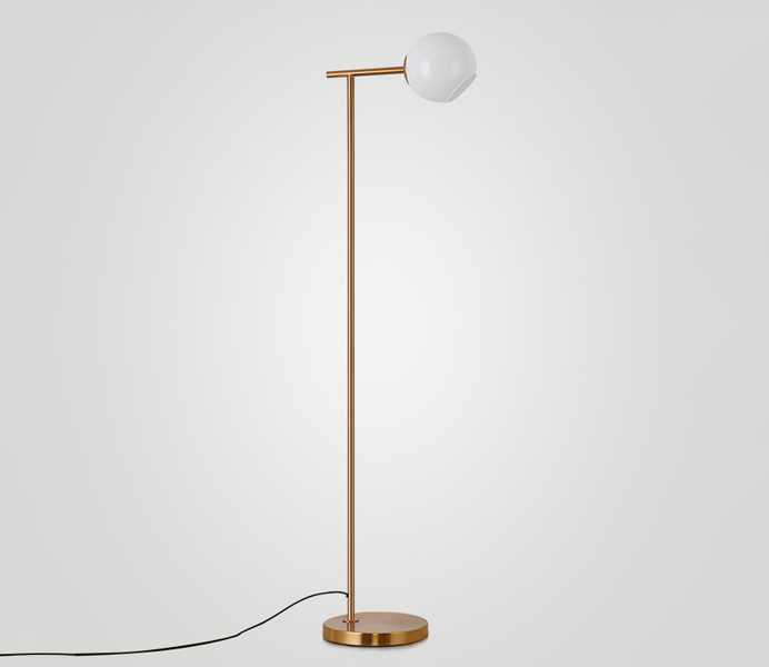 Light Brass Finish Floor Lamp with Glass Shade 