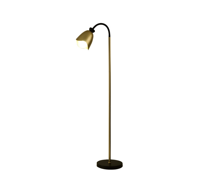 Gold Iron Floor Lamp with Black Marble Base