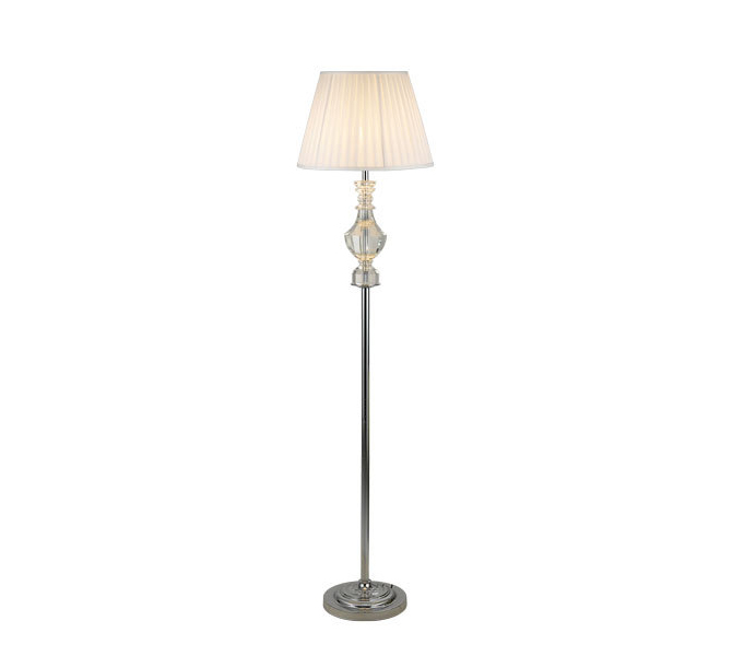 Modern Iron Crystal Floor Lamp with White Lampshade 