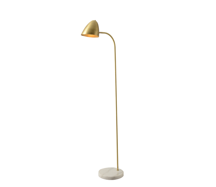 Brass Elegant Floor Lamp with White Marble Base 