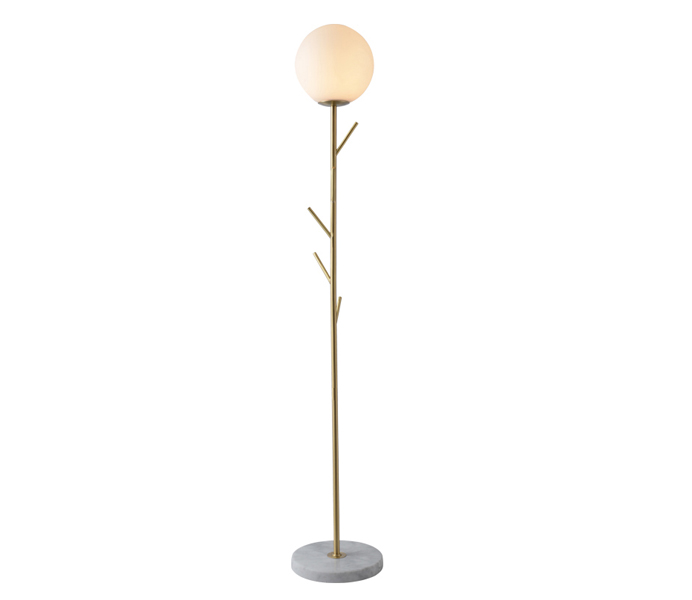 Brass Tree Branch Gold Floor Lamp with Glass Shade