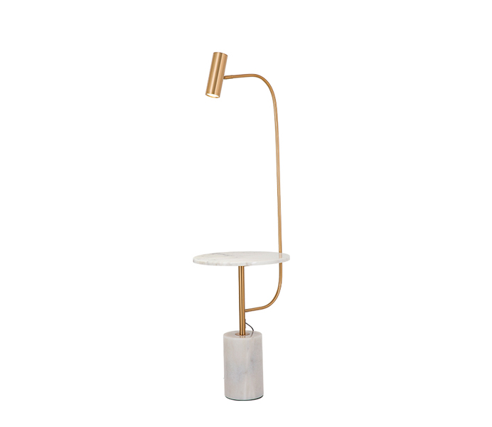 Gold Iron Floor Lamp With Marble Table Base, Marble Floor Lamp