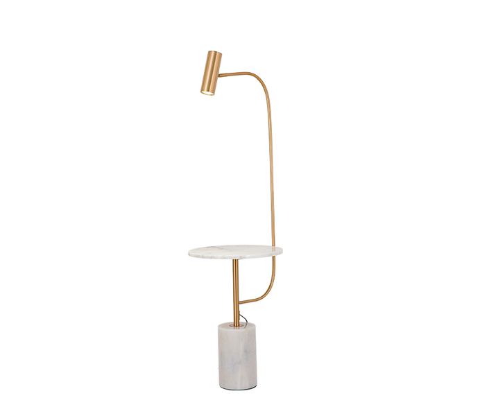 Gold Iron Floor Lamp with Marble Table Base