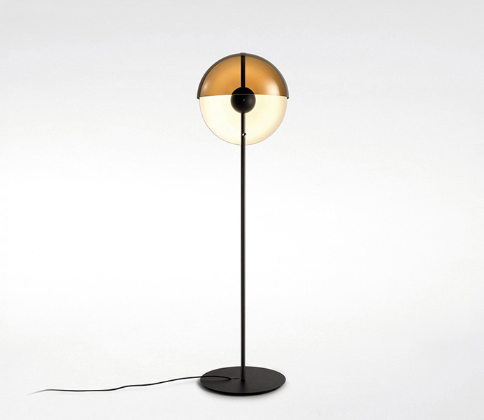 White Iron Floor Lamp with White Glass Shade