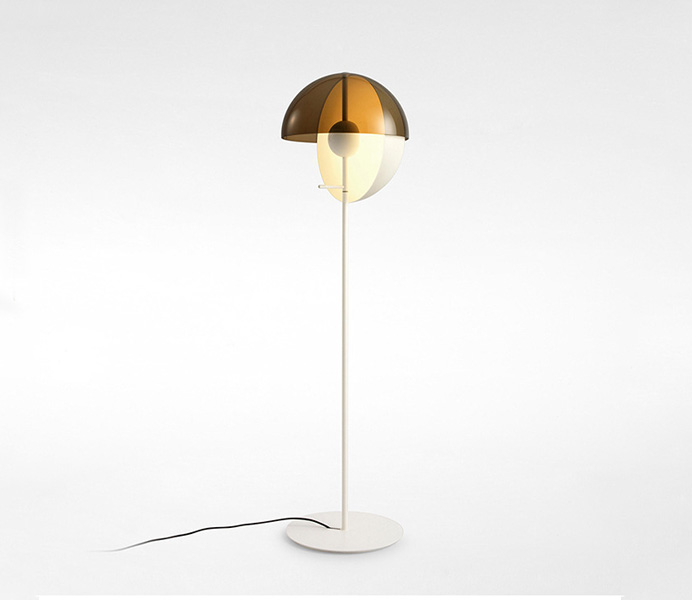 White Iron Floor Lamp with White Glass Shade