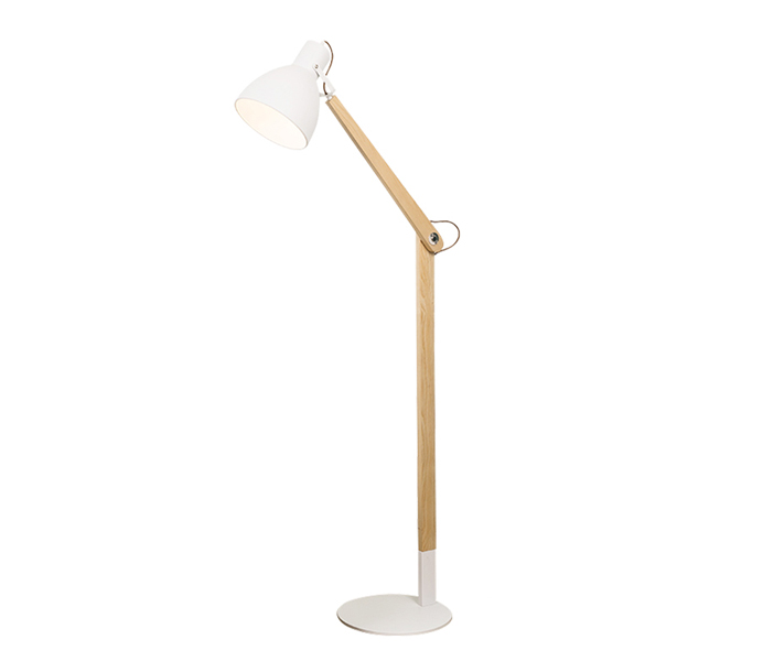 Wood E27 Floor Lamp with Iron Shade 