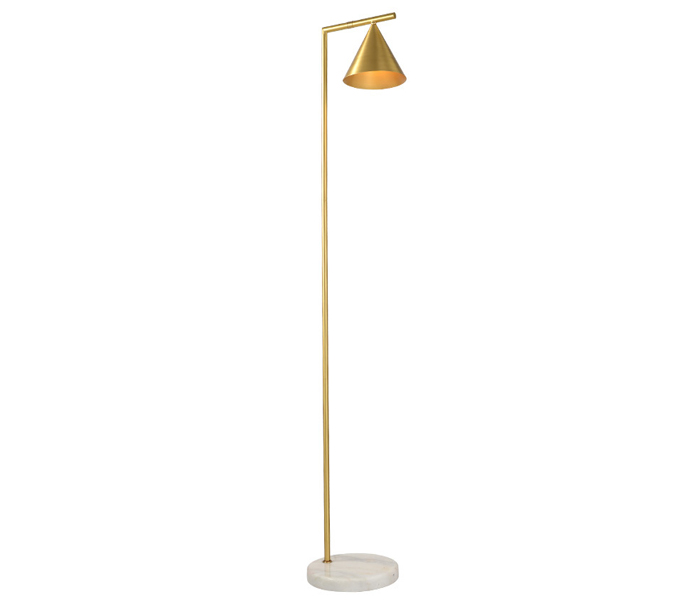 Brass E27 Floor Lamp with White Marble Base