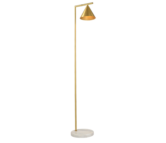 Brass E27 Floor Lamp with White Marble Base