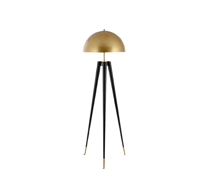 Black Tripods Floor Lamps with Gold Iron Shade