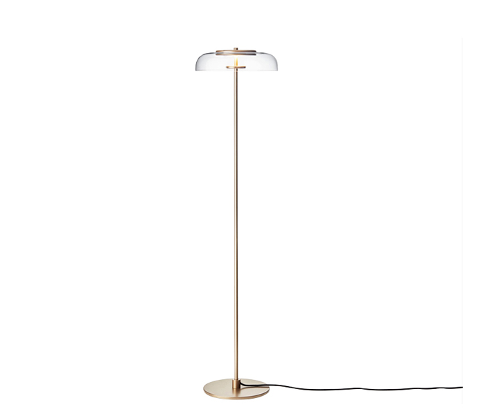 Gold Simple Floor Light with Clear Glass Shade 