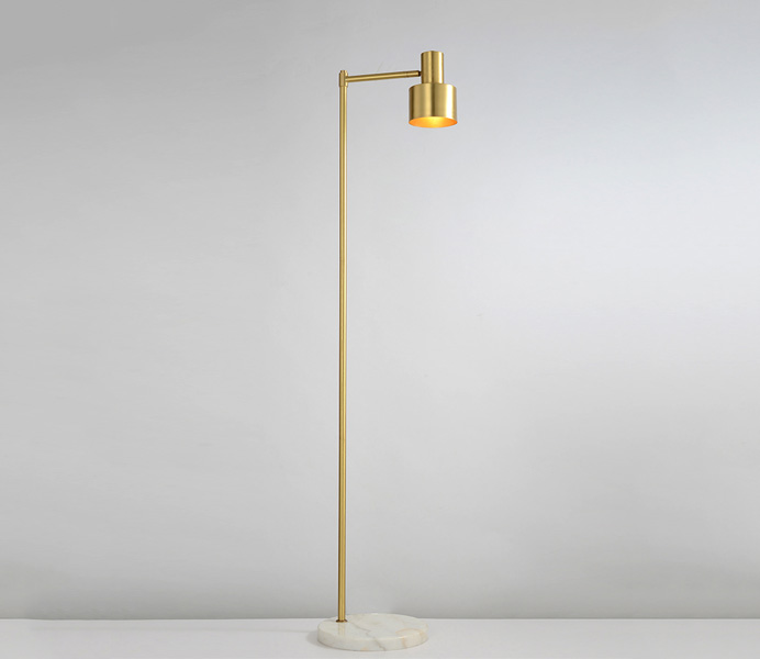 Brass Gold Floor Lamp with White Marble 