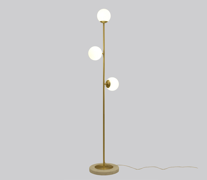 3 Lights Brass Floor Lamp with Marble Base 