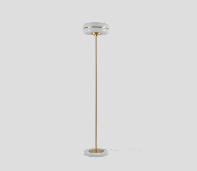 Brass Base Floor Lamp with Acrylic Shade 