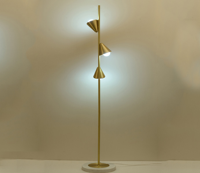 Brass 3 Lights Floor Lamp For Living Room, 3 Bulb Floor Lamp Gold