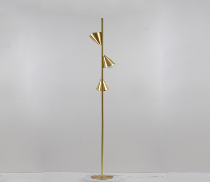 Brass 3 Lights Floor Lamp for Living Room