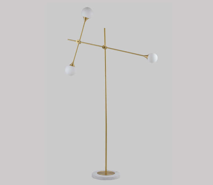 3 Lights Brass Marble Base Floor Lamp with G9 