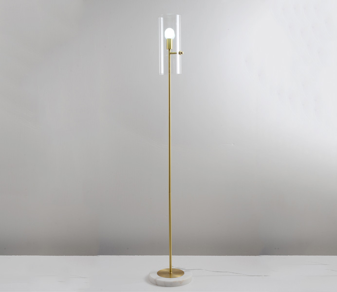 Brass Marble Floor Lamp with Glass Shade