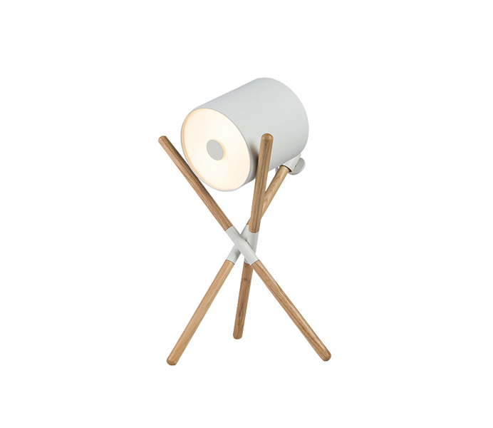 White Wooden Tripods Table Lamp with Acrylic Diffuser