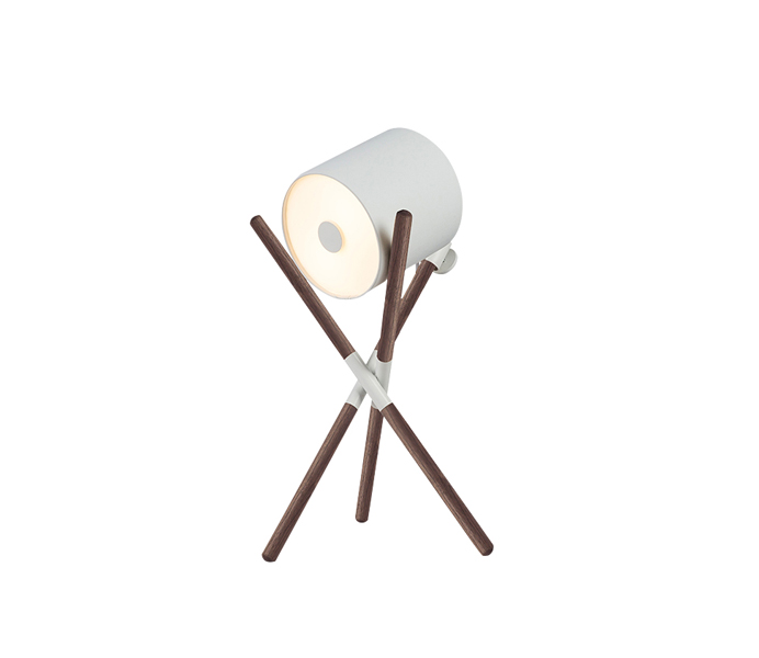 White Wooden Tripods Table Lamp with Acrylic Diffuser