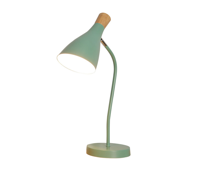 Modern Bent Iron White Table Lamp with Wood 