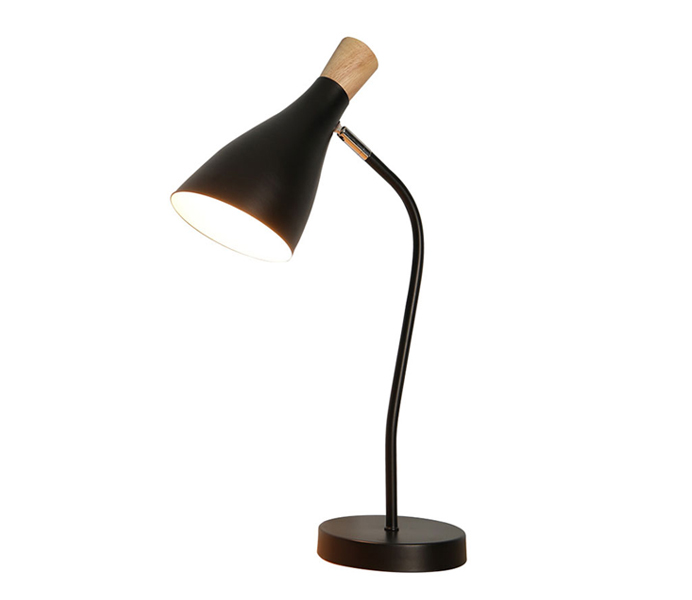 Modern Bent Iron White Table Lamp with Wood 