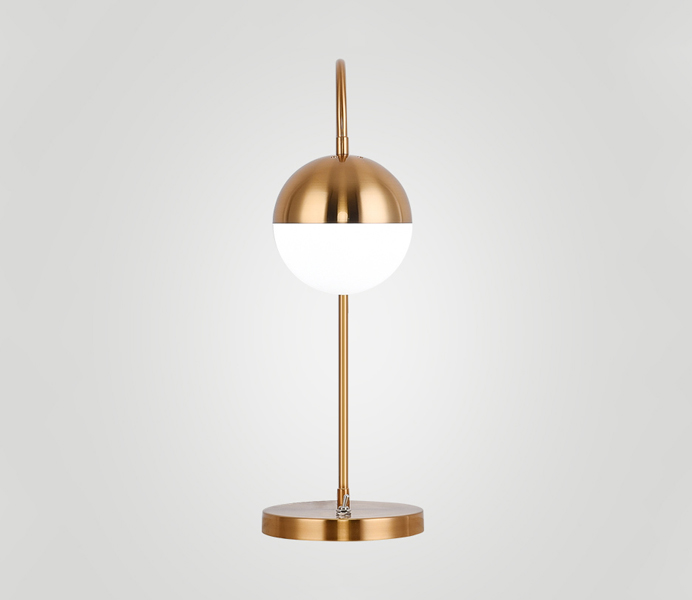 Gold Finish Iron Table Lamp with Ball Shade