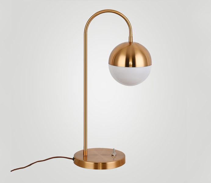 Gold Finish Iron Table Lamp with Ball Shade