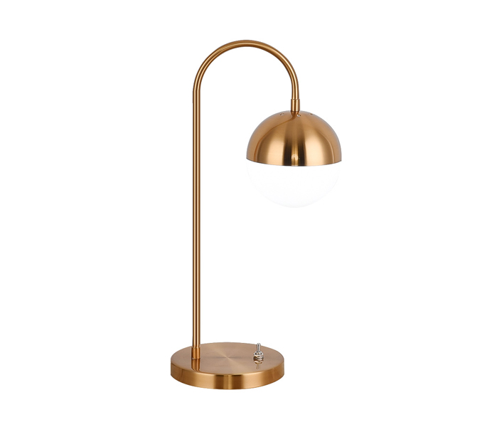 Gold Finish Iron Table Lamp with Ball Shade