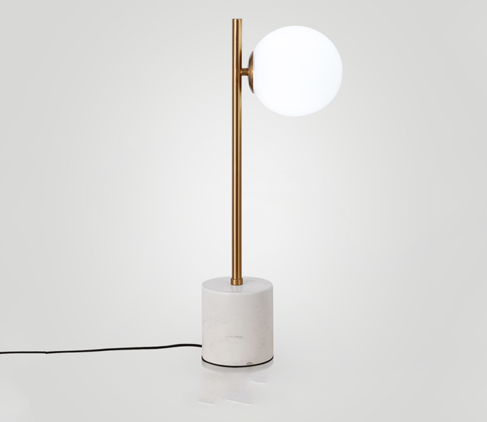 Iron Glass Ball Table Lamp with White Marble Base 