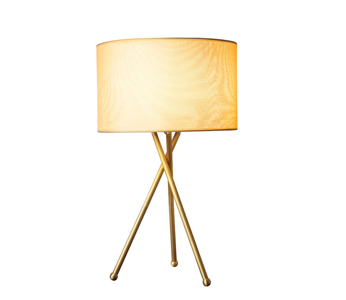 Brass Tripods Table Lamp with Fabric Shade 