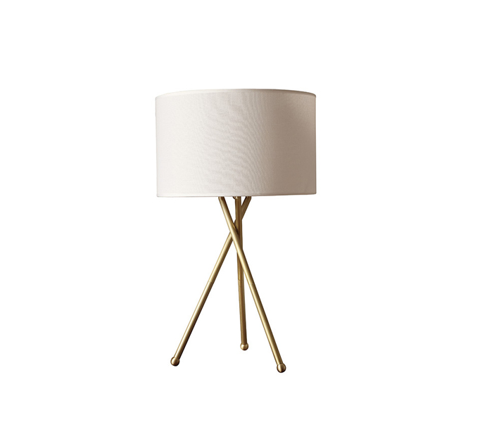 Brass Tripods Table Lamp with Fabric Shade 