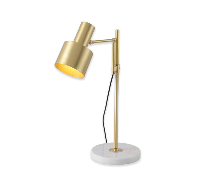 Brass E27 Table Lamp with White Marble Base