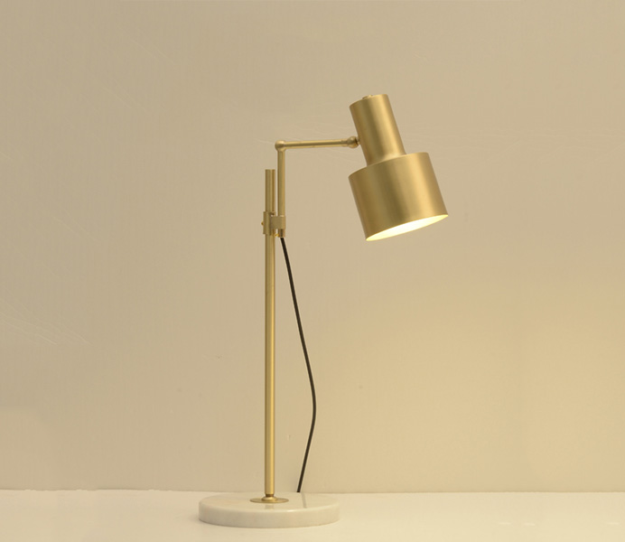 Brass E27 Table Lamp with White Marble Base