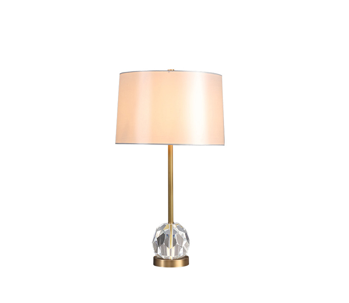 Modern Brass Crystal Table Lamp with Fabric 