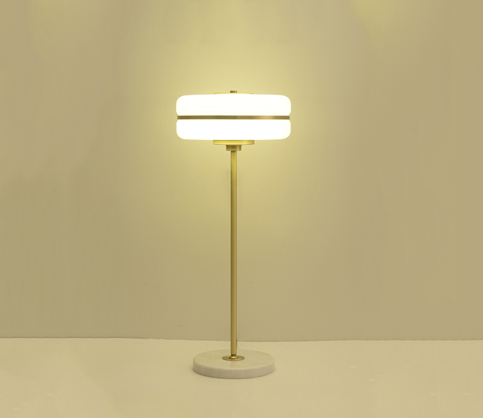 Brass Marble Base Table Lamp with Acrylic Shade 