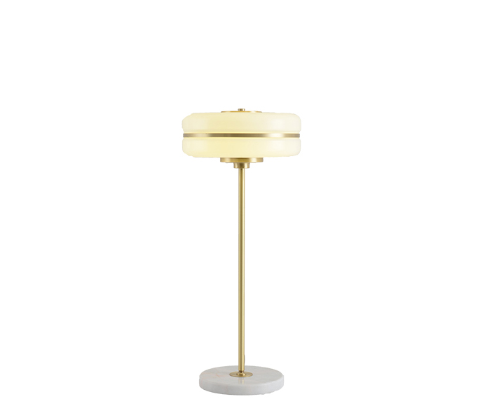 Brass Marble Base Table Lamp with Acrylic Shade 