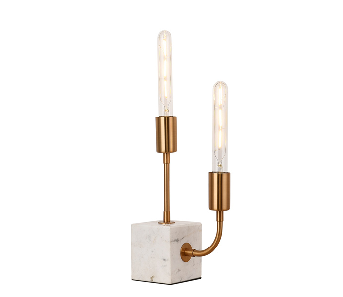 Excellent Metal E14 Table Lamp with White Marble Base 