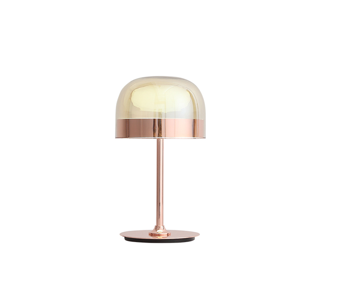 Rose Gold Metal Hotel Table Lamp with Clear Glass Shade 