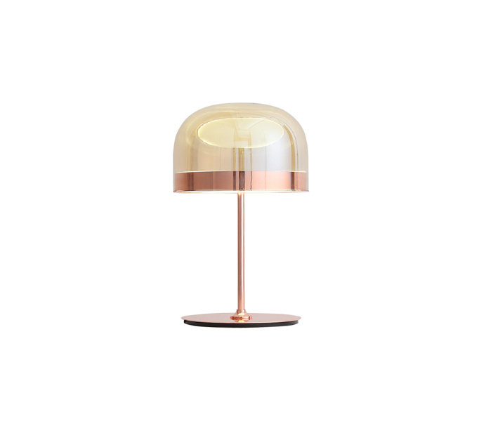 Rose Gold Metal Hotel Table Lamp with Clear Glass Shade 