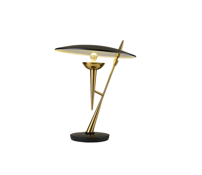 Torch Metal Table Lamp with Black Iron Shade 